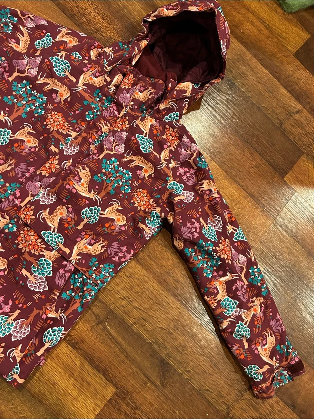 Burton DryRide Hooded Shell Jacket Cute Forest Animal Print Fall Winter 14/16 L
